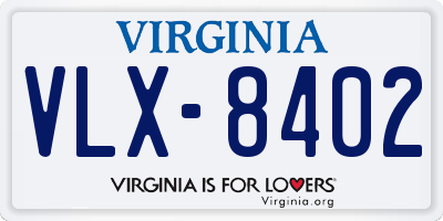 VA license plate VLX8402