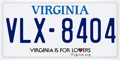 VA license plate VLX8404