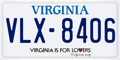 VA license plate VLX8406