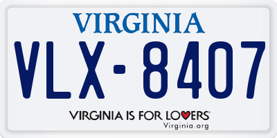 VA license plate VLX8407