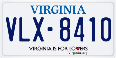 VA license plate VLX8410
