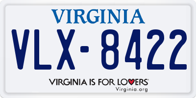 VA license plate VLX8422