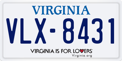 VA license plate VLX8431