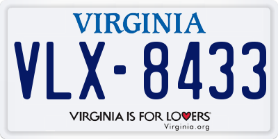 VA license plate VLX8433