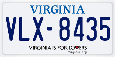 VA license plate VLX8435