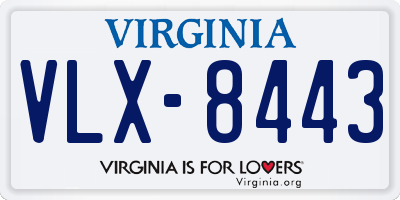 VA license plate VLX8443