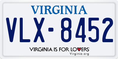 VA license plate VLX8452