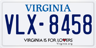 VA license plate VLX8458