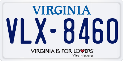 VA license plate VLX8460