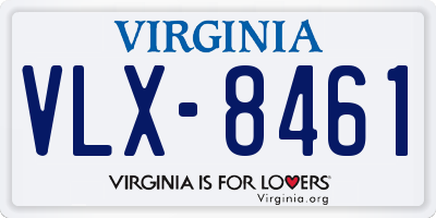 VA license plate VLX8461