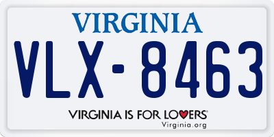 VA license plate VLX8463