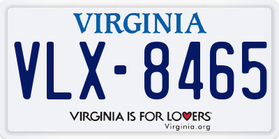 VA license plate VLX8465