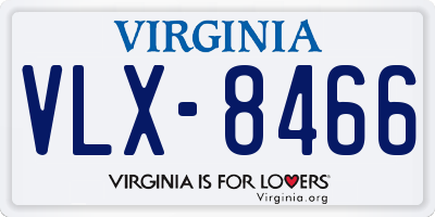 VA license plate VLX8466