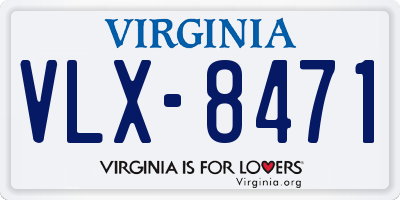 VA license plate VLX8471
