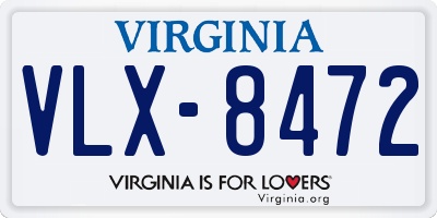 VA license plate VLX8472