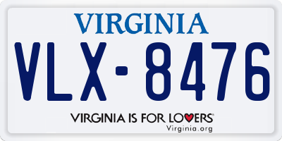 VA license plate VLX8476