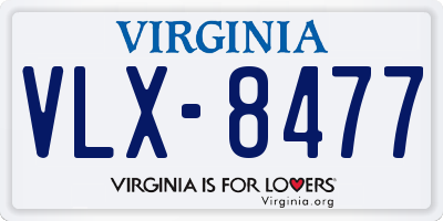 VA license plate VLX8477