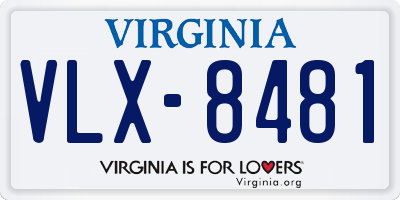 VA license plate VLX8481