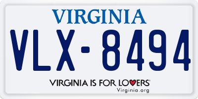 VA license plate VLX8494