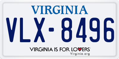 VA license plate VLX8496