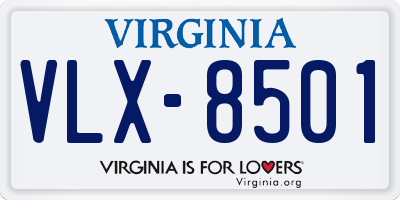 VA license plate VLX8501