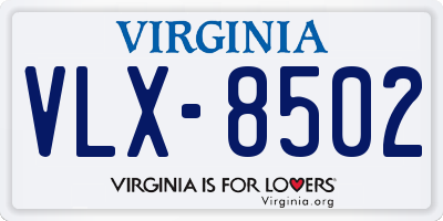 VA license plate VLX8502