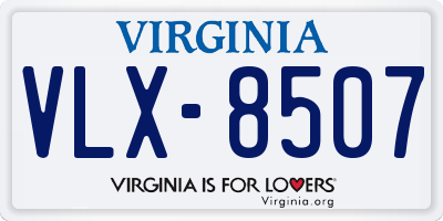 VA license plate VLX8507