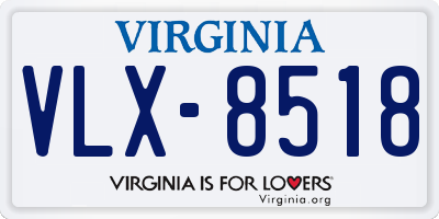 VA license plate VLX8518