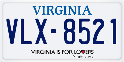 VA license plate VLX8521