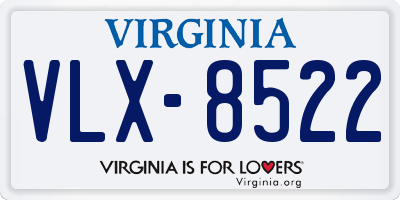 VA license plate VLX8522