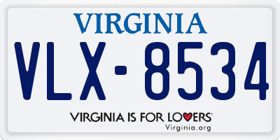 VA license plate VLX8534