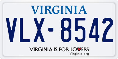 VA license plate VLX8542