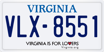 VA license plate VLX8551