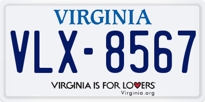 VA license plate VLX8567