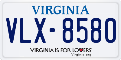 VA license plate VLX8580