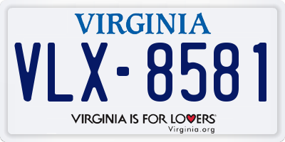 VA license plate VLX8581