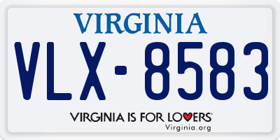 VA license plate VLX8583