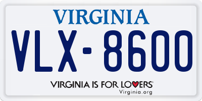 VA license plate VLX8600