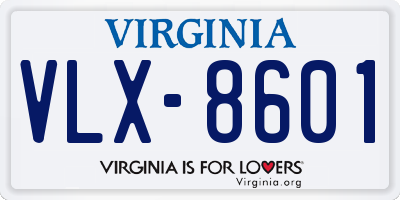 VA license plate VLX8601