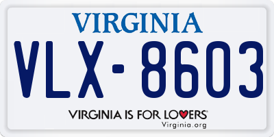 VA license plate VLX8603