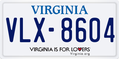 VA license plate VLX8604