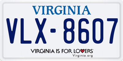 VA license plate VLX8607