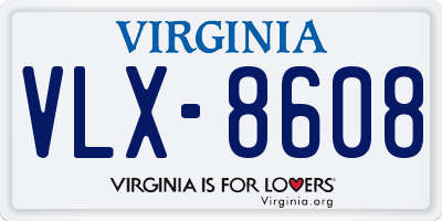 VA license plate VLX8608