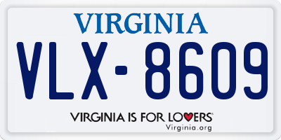 VA license plate VLX8609