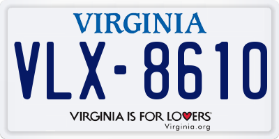 VA license plate VLX8610