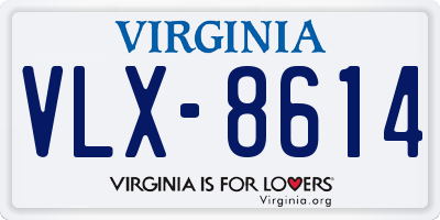 VA license plate VLX8614