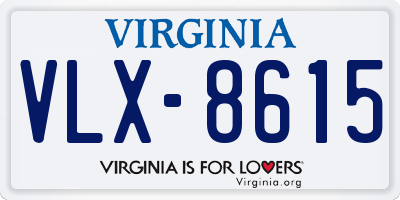 VA license plate VLX8615