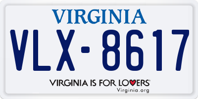 VA license plate VLX8617