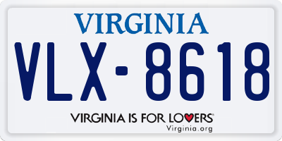 VA license plate VLX8618