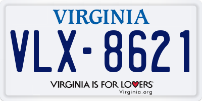 VA license plate VLX8621